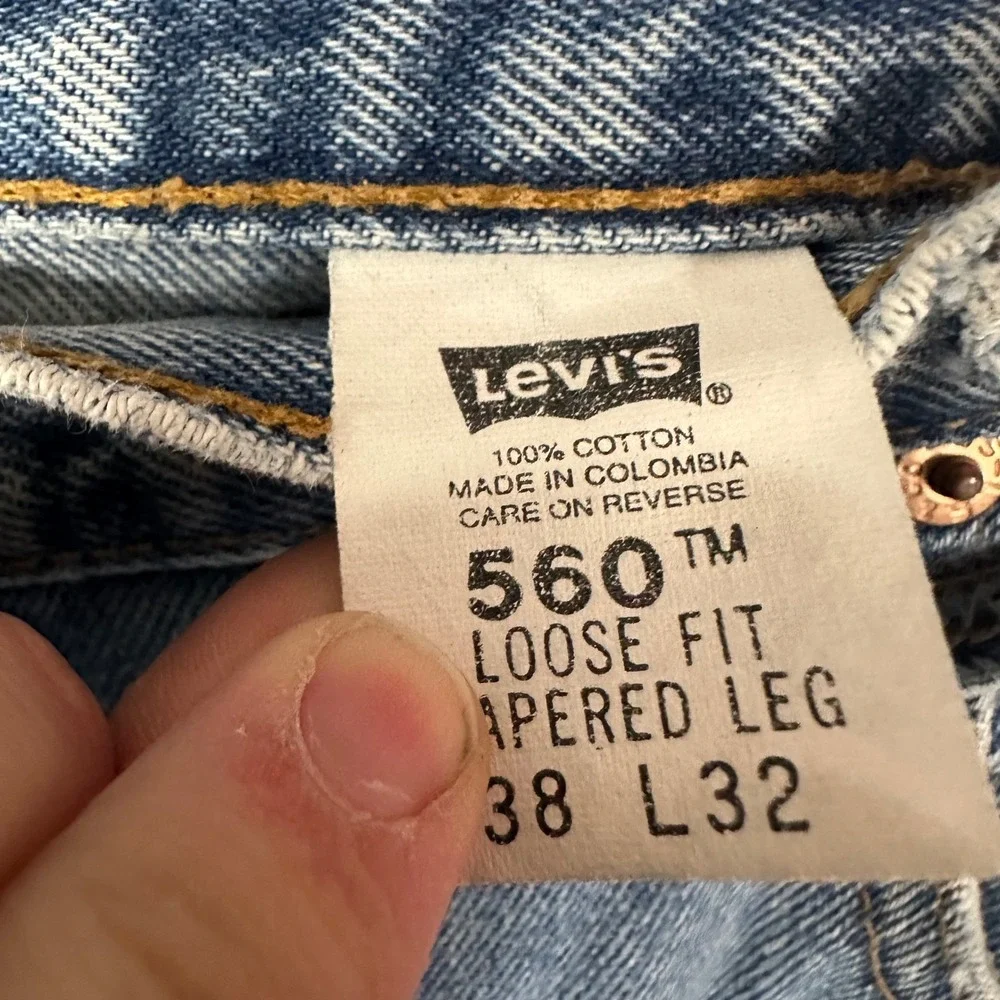 Levi Strauss 560 Mens Jeans W38 L32 Loose Fit Tapered Leg Light Wash Denim‎